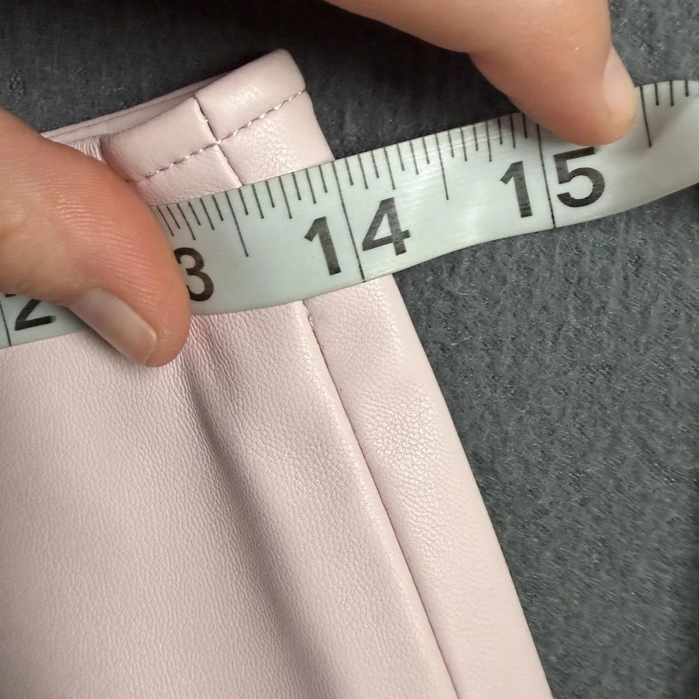 L'AGENCE Skirt Womens 4 Pink Vegan Leather Button Front Pockets Lined Mini - Picture 5 of 12